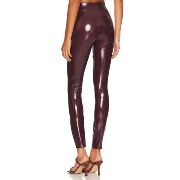 Spanx Faux Patent Leather Leggings in Color Ruby